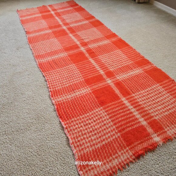 Wool Houndstooth Orange Scarf - Picture 7 of 10